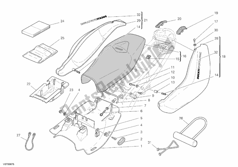 Tutte le parti per il Posto A Sedere del Ducati Sport ST3 S ABS USA 1000 2006